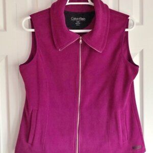 Calvin Klein Size XL Quick Dry Performance Vest Fleece Purple Full Zip Pockets